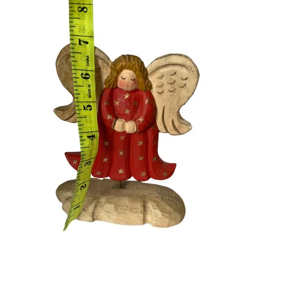 Vintage Pair of James Haddon Wooden Angels on Stands - Picture 7 of 8